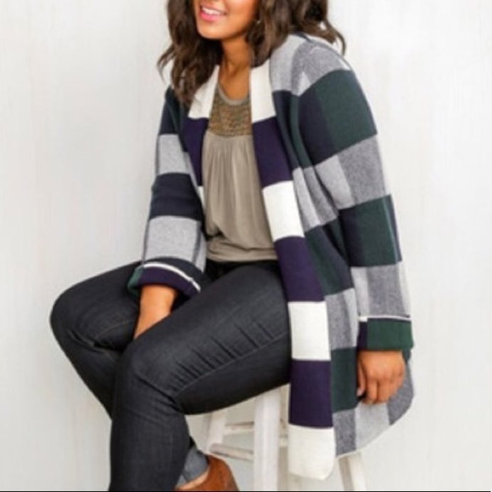 Modcloth Simply Snuggly plaid‎ Cardigan Forest S